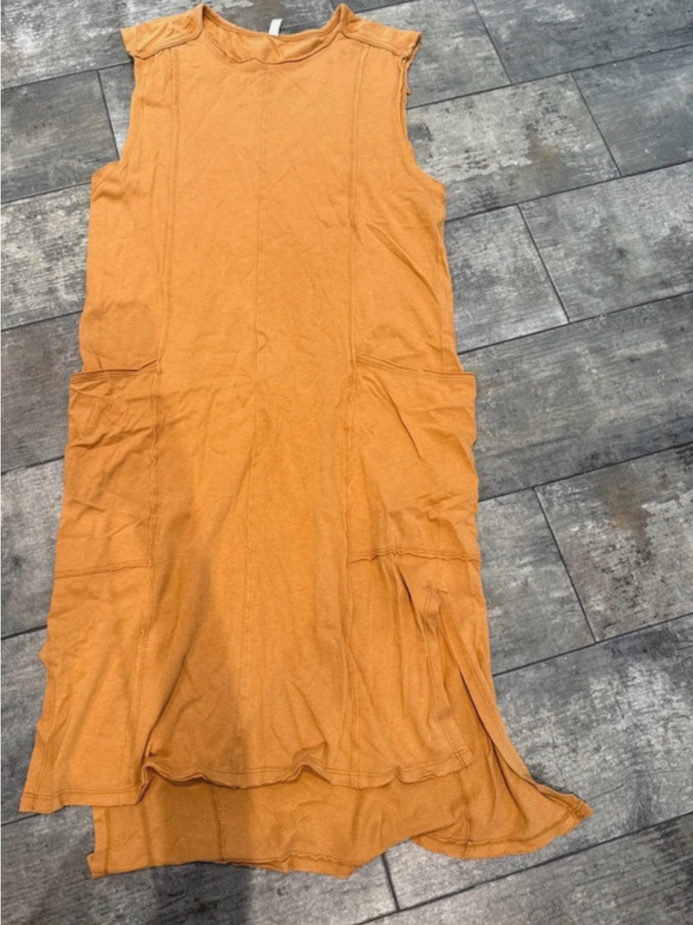 FP Movement by Free People Sleeveless Orange Midi Dress with Pockets